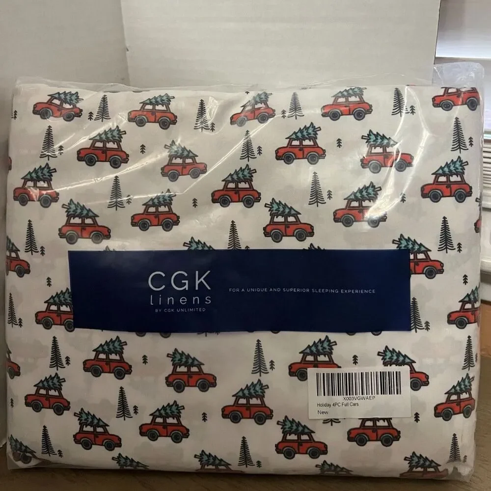 CGK Linens 4 Piece Christmas Pattern Sheet Set Full New